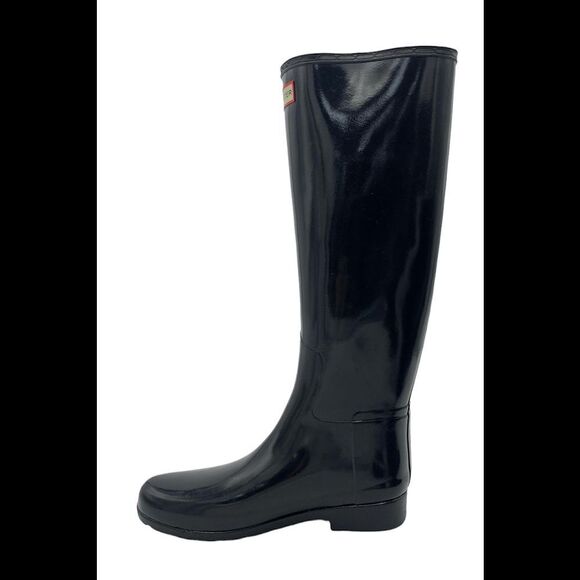 HUNTER Women's Refined Tall Gloss Rain Boots Black - Medium - Picture 3 of 5